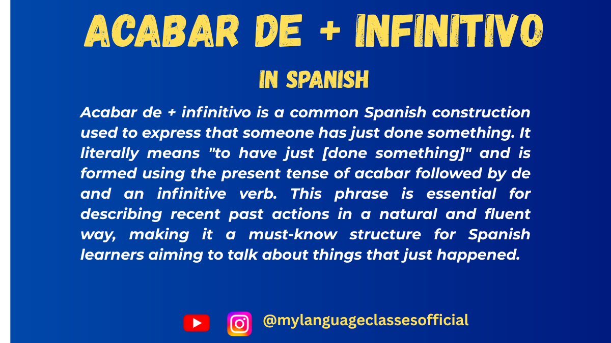 Acabar de + Infinitivo in Spanish