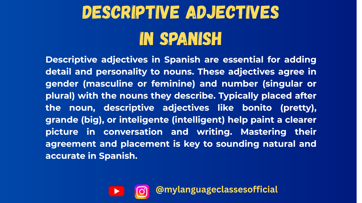 Master Spanish Descriptive Adjectives Easily for a Colorful Language Journey