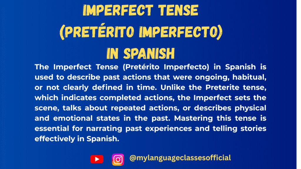 Imperfect Tense (Pretérito Imperfecto) in Spanish