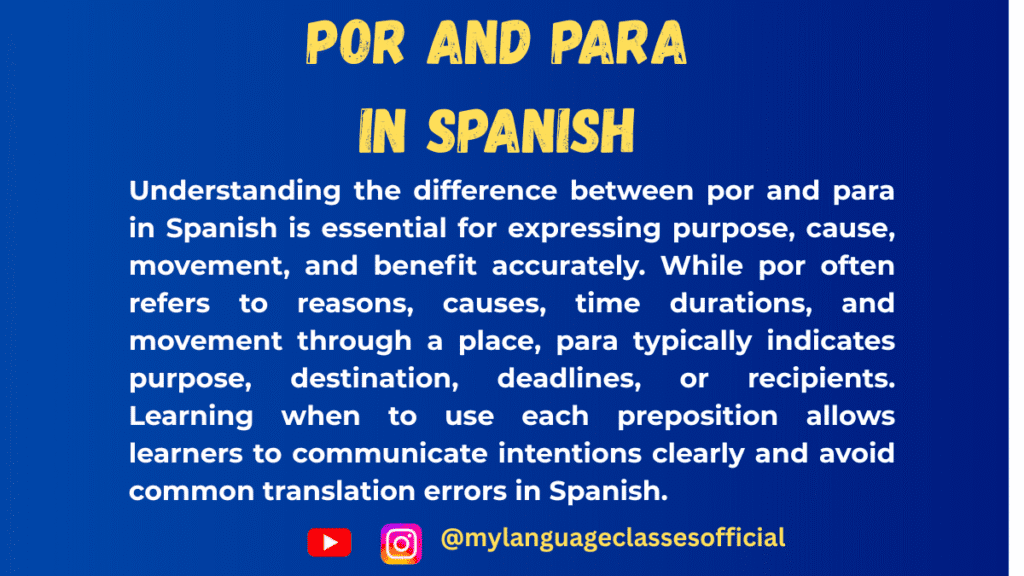 Por vs Para in Spanish