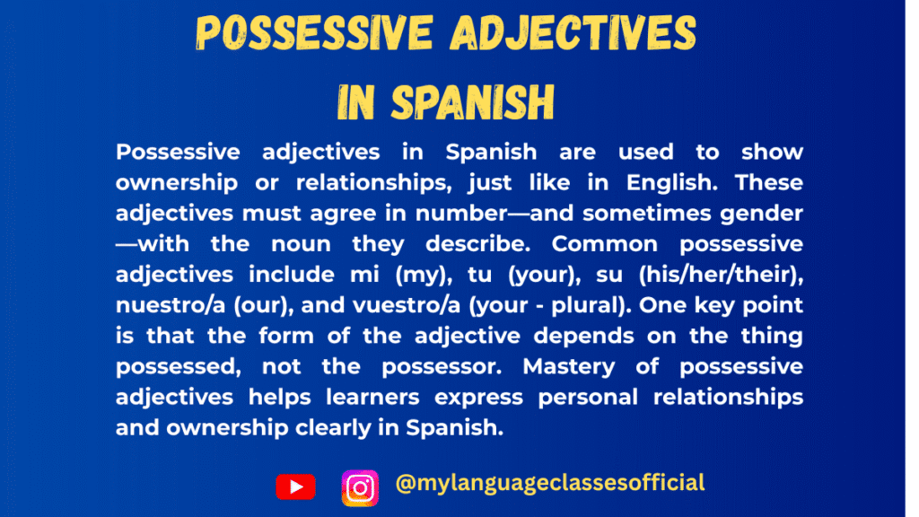 Possessive Adjectives in Spanish