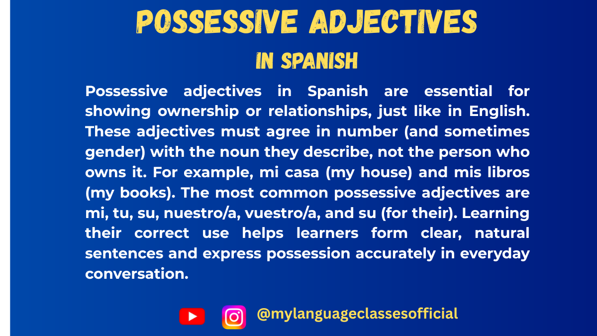 Possessive Adjectives in Spanish
