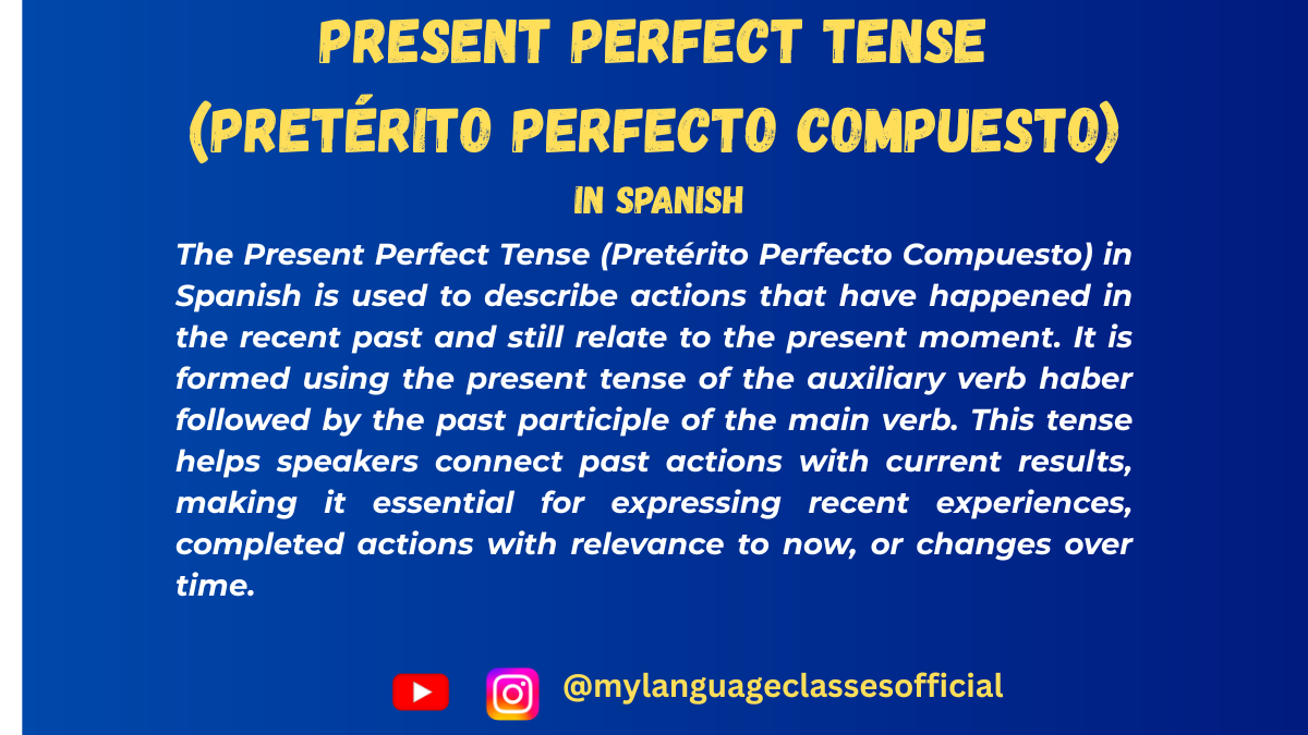 Tiempo Pretérito Perfecto Compuesto / Present Perfect Tense in Spanish