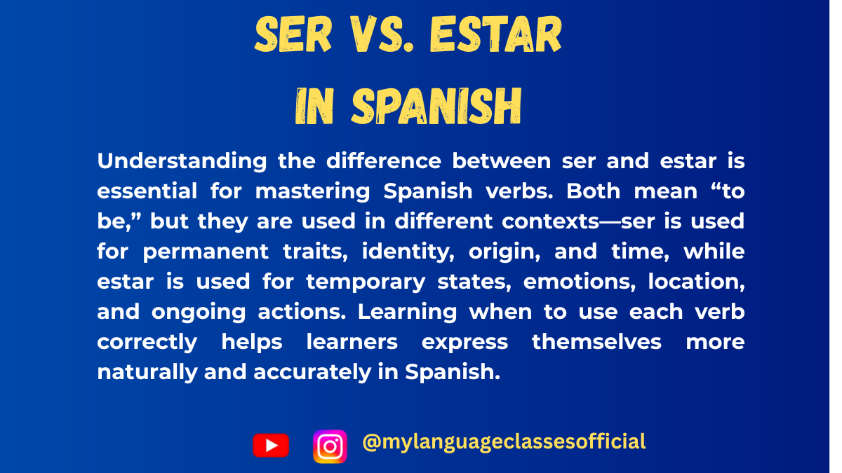 Use of Ser vs. Estar in Spanish