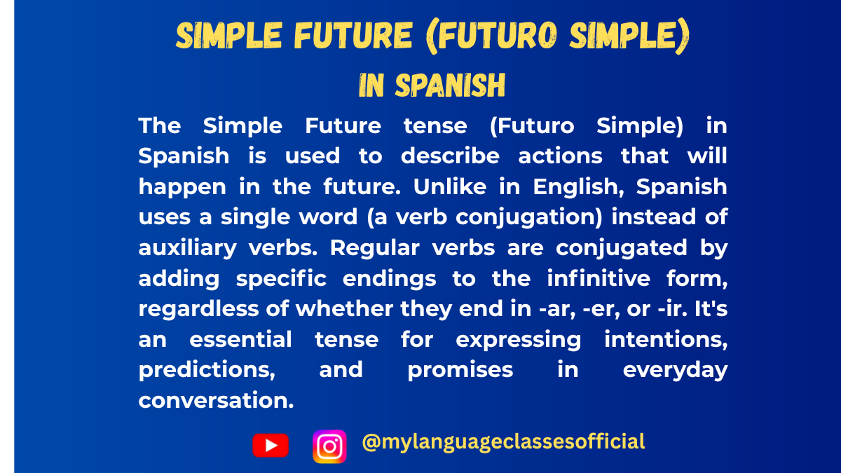 Simple Future (Futuro Simple) Tense/Mode in Spanish