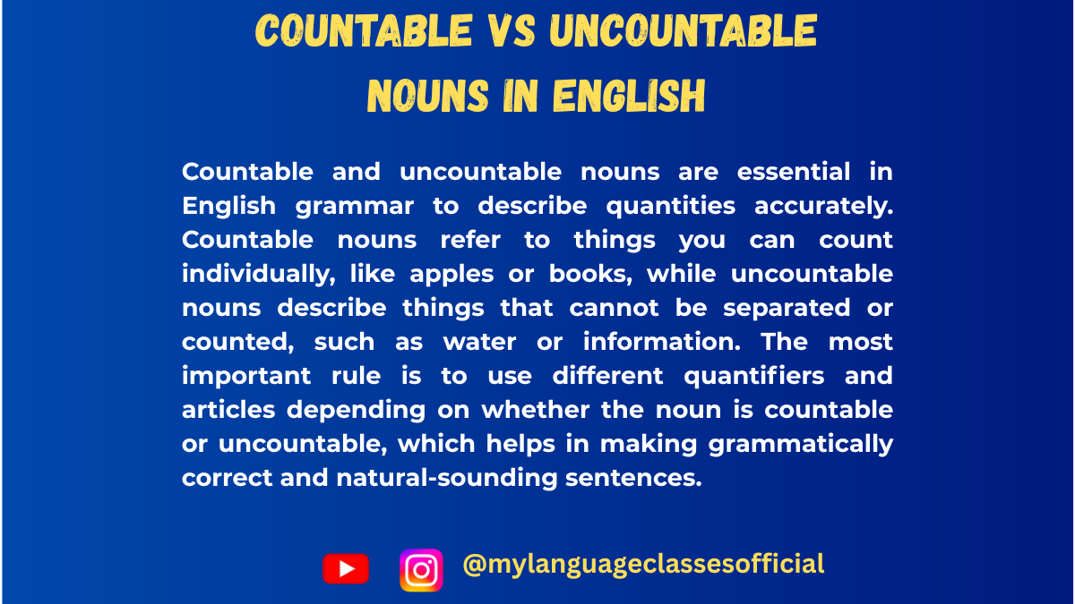 Countable vs Uncountable Nouns in English | My Language Classes