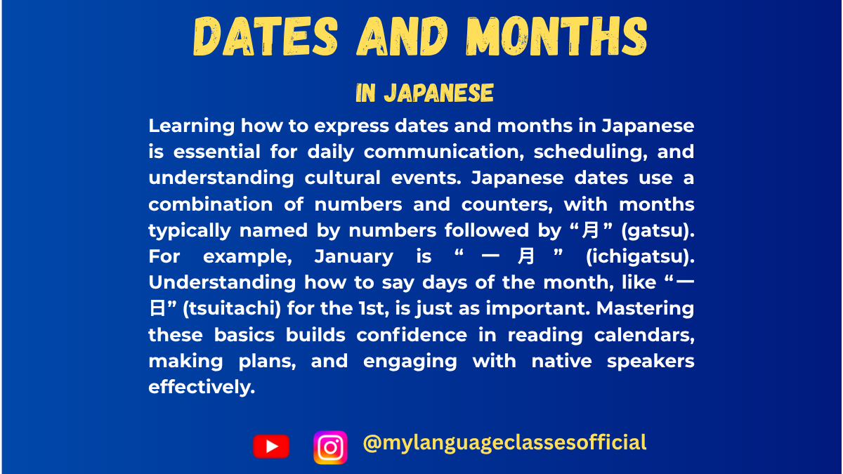 Mastering Dates and Months in Japanese | My Language Classes