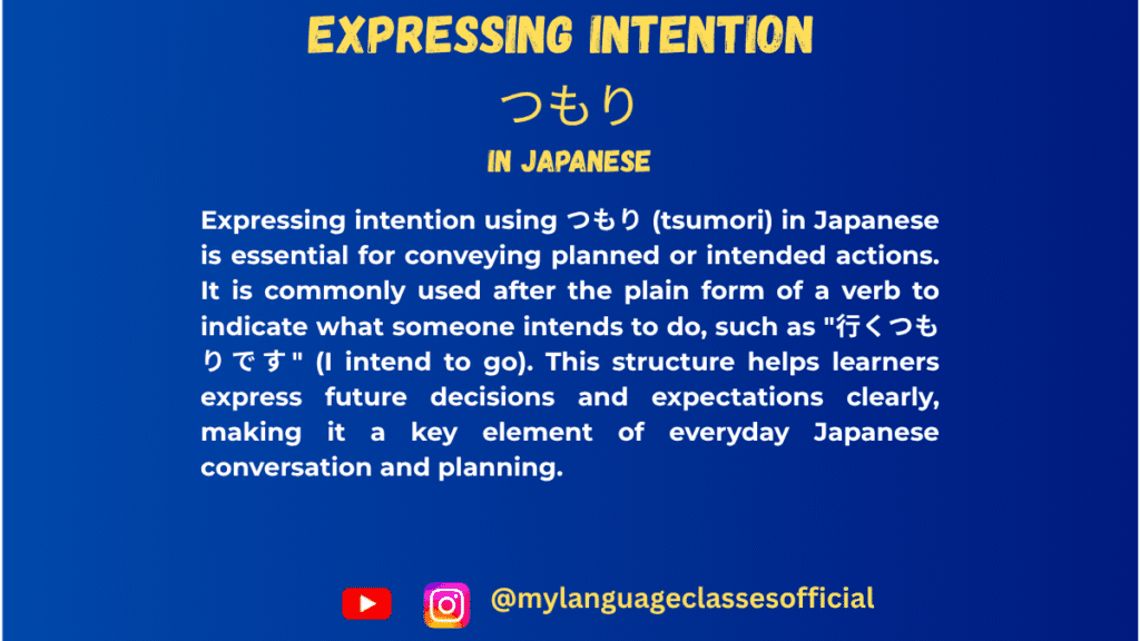 Expressing Intention in Japanese:つもり