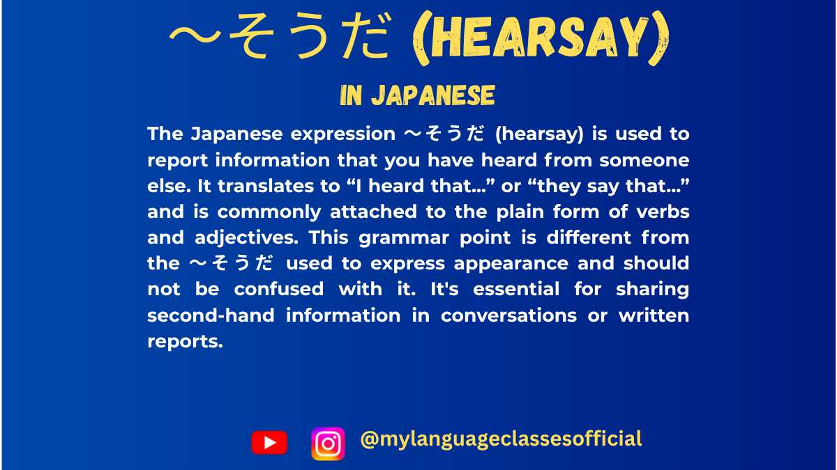 Using 〜そうだ (Hearsay) | My Language Classes