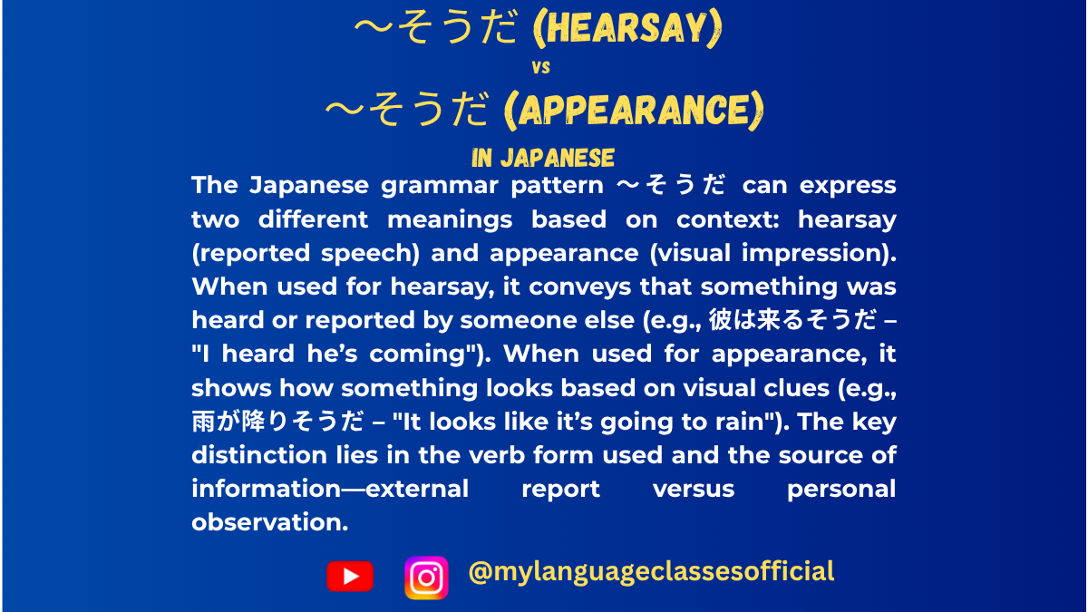 〜そうだ: Hearsay vs Appearance | My Language Classes