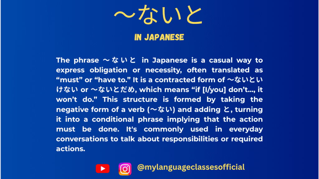 Using 〜ないと in Japanese