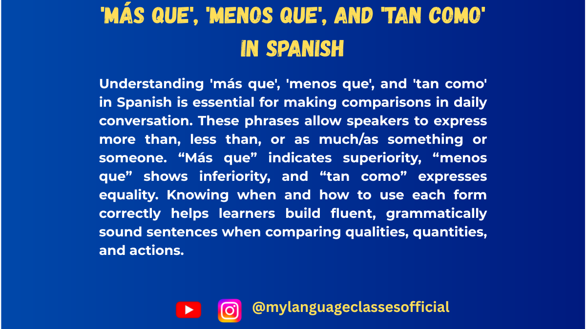 How to Use ‘Más que’, ‘Menos que’, and ‘Tan como’ in Spanish | My Language Classes
