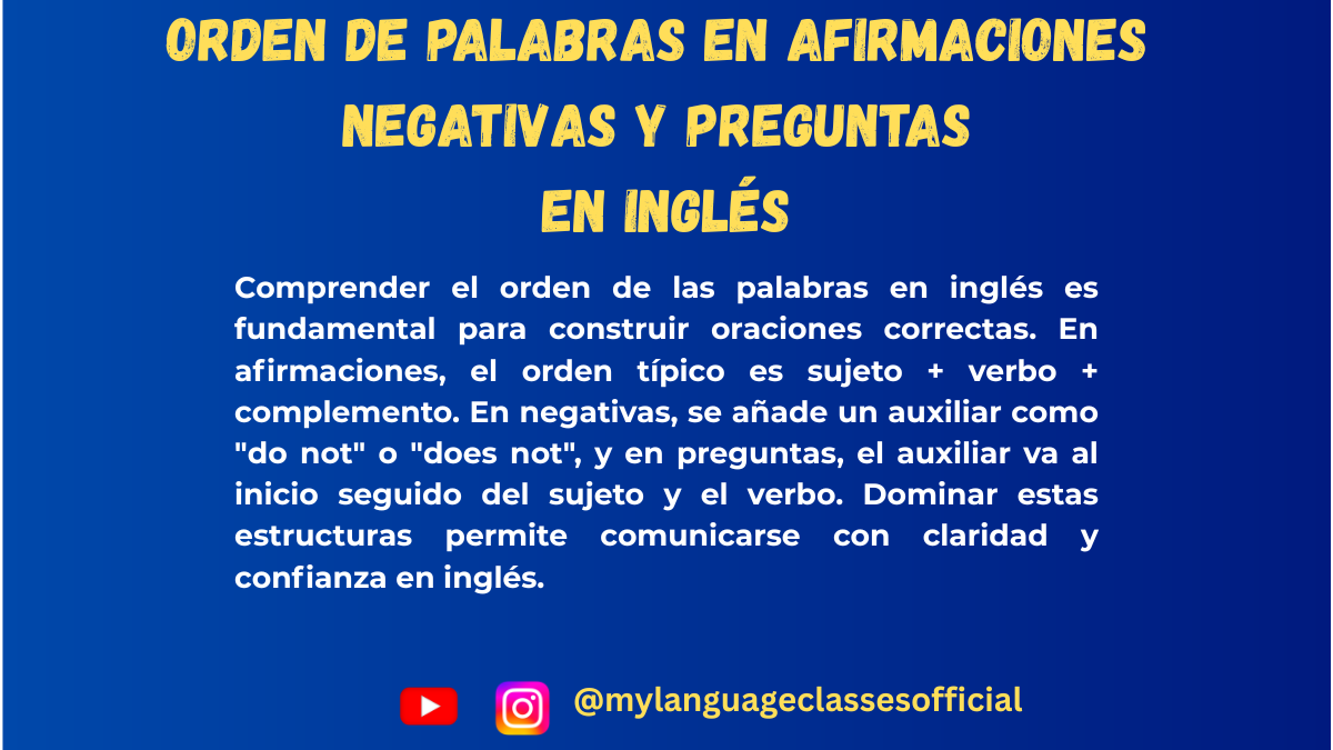 Orden de palabras en inglés | My Language Classes