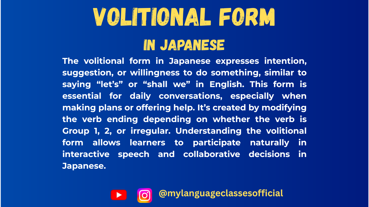 Understanding Volitional Form in Japanese | My Language Classes