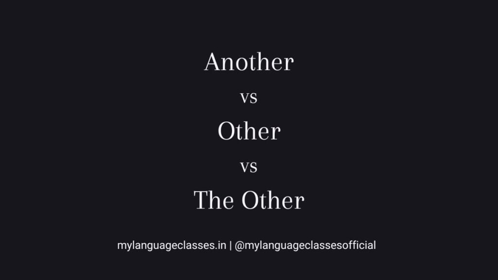 Featured image for the English grammar comparison “Another vs Other vs The Other” explaining meaning differences, usage rules, and common learner mistakes by My Language Classes.