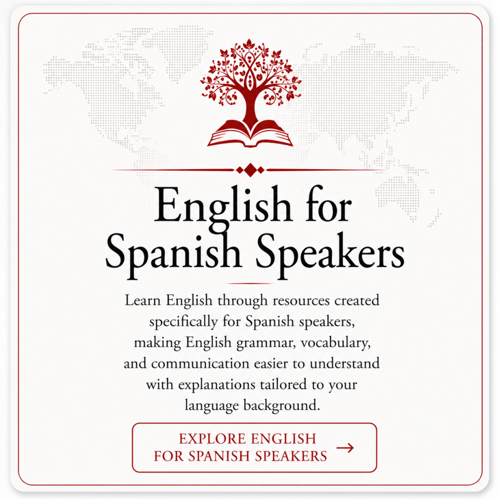 English for Spanish Speakers card by My Language Classes featuring English learning resources designed specifically for native Spanish speakers.